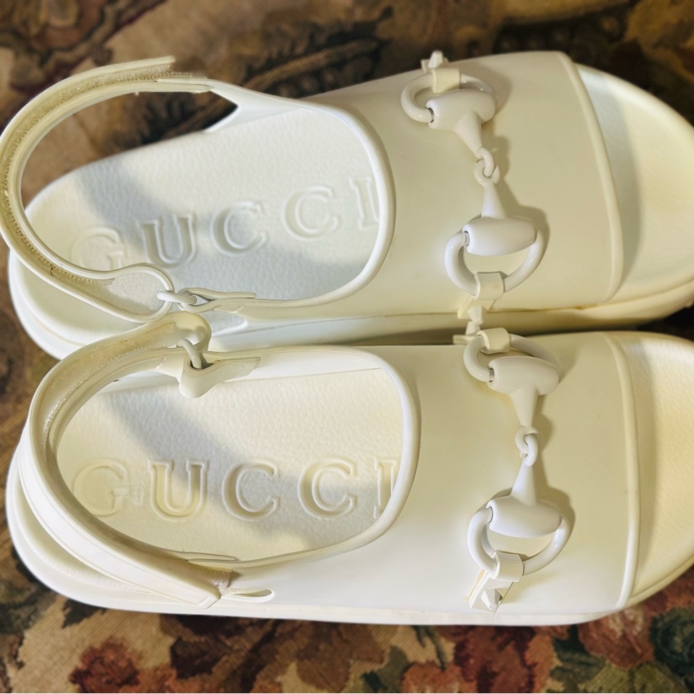 Gucci Horsebit Rubber Sandal White 41 10.5
